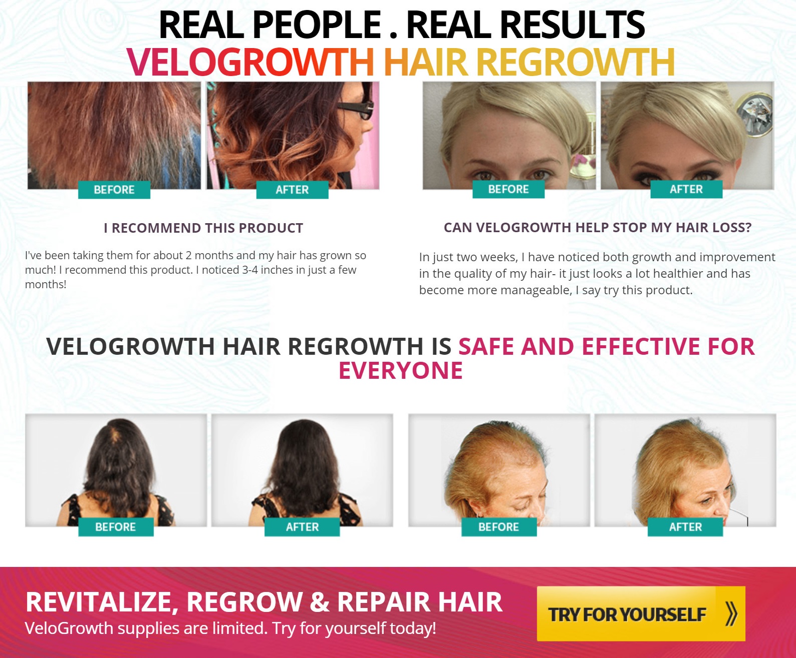 Velogrowth Hair real people real results